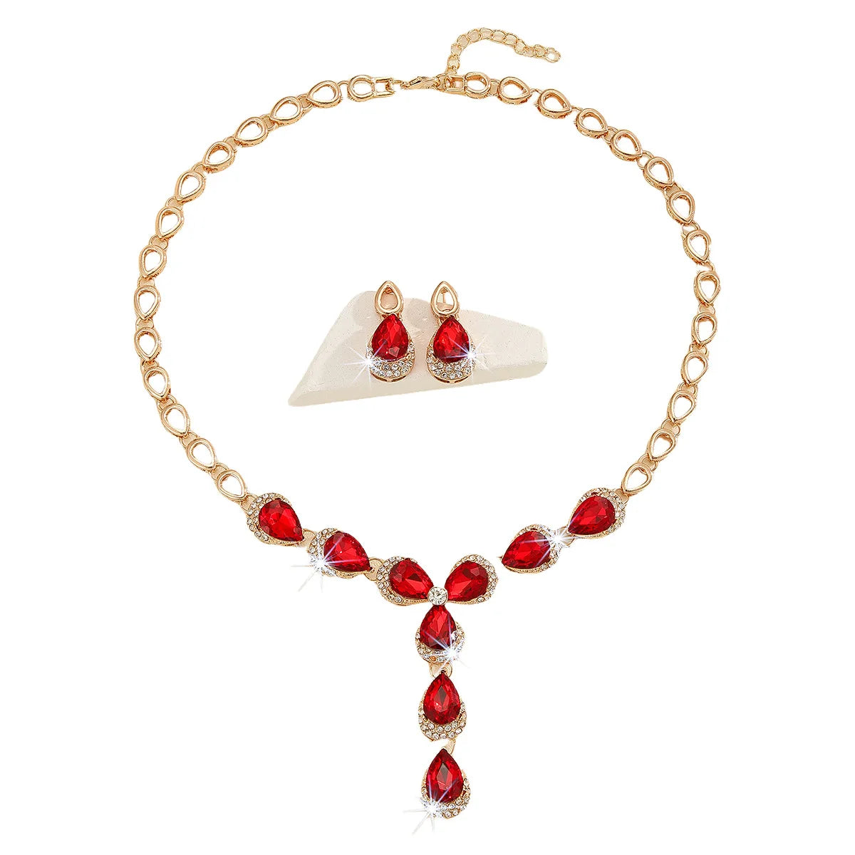 European and American Flowers Necklace and Earrings Set Colorful Jewelry Dress Bride Banquet Accessory for Bridesmaid