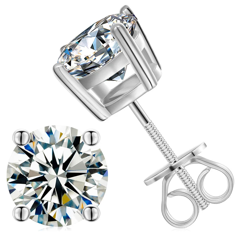 Local US Stock High Quality Women 6.5mm 1ct Classic 925 Sterling Silver VVS Moissanite Solitaire Stud Earrings