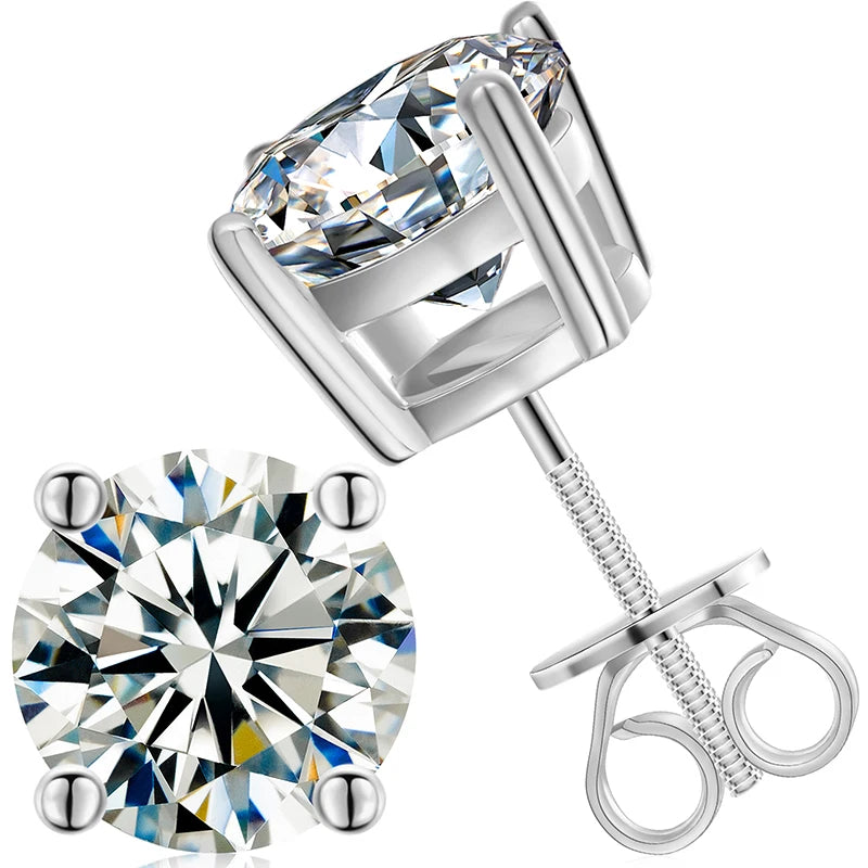 Local US Stock High Quality Women 6.5mm 1ct Classic 925 Sterling Silver VVS Moissanite Solitaire Stud Earrings