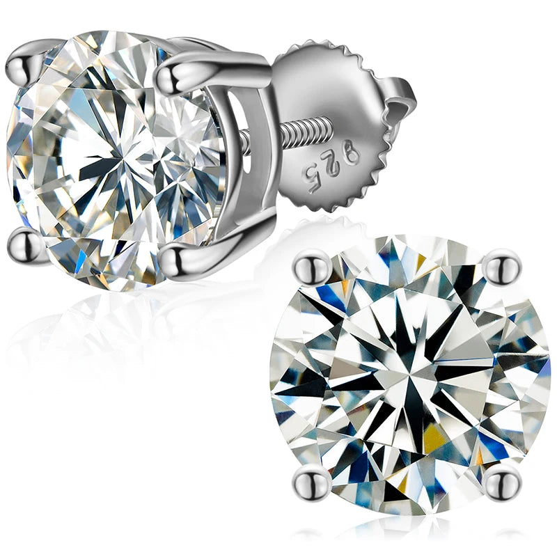 Local US Stock High Quality Women 6.5mm 1ct Classic 925 Sterling Silver VVS Moissanite Solitaire Stud Earrings