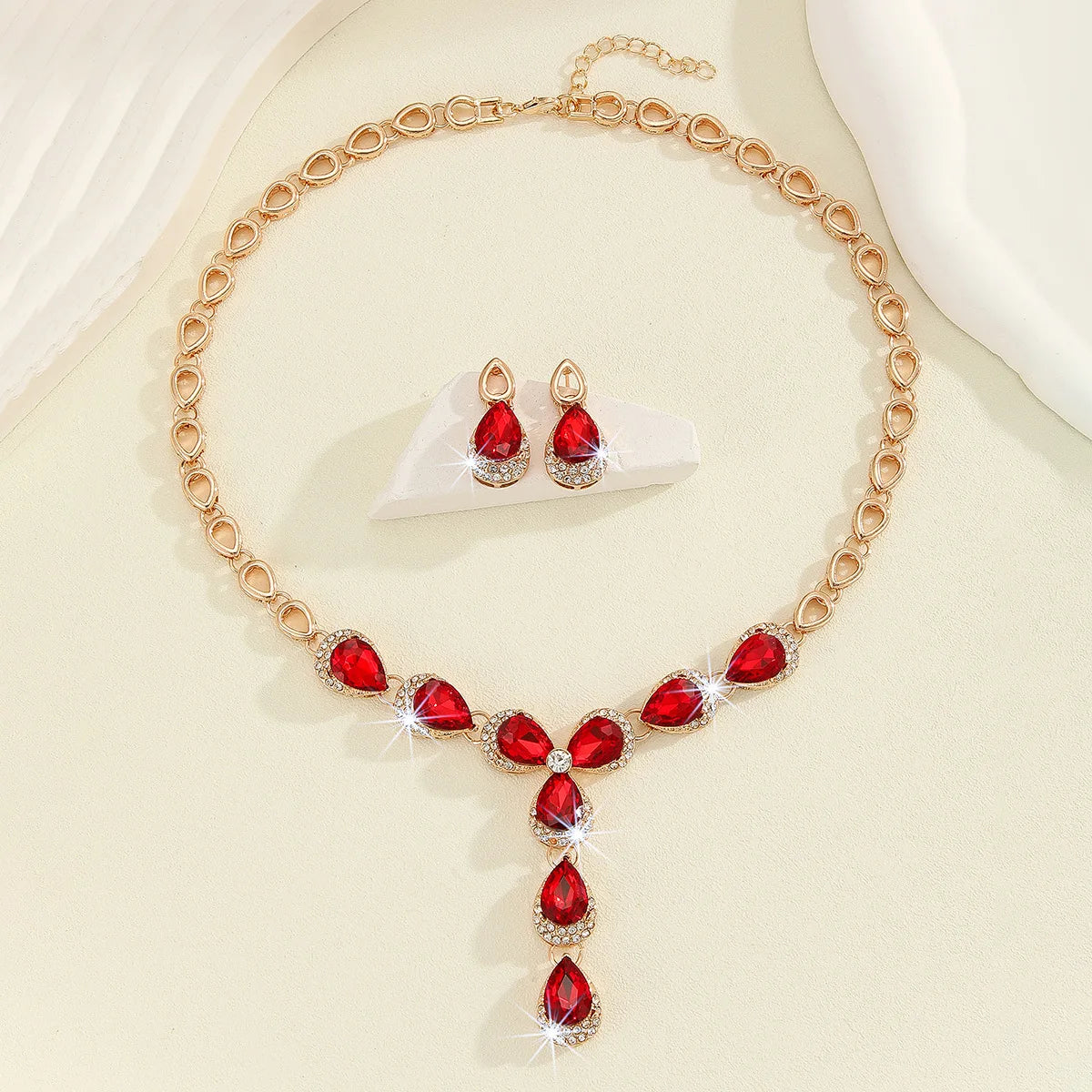 European and American Flowers Necklace and Earrings Set Colorful Jewelry Dress Bride Banquet Accessory for Bridesmaid