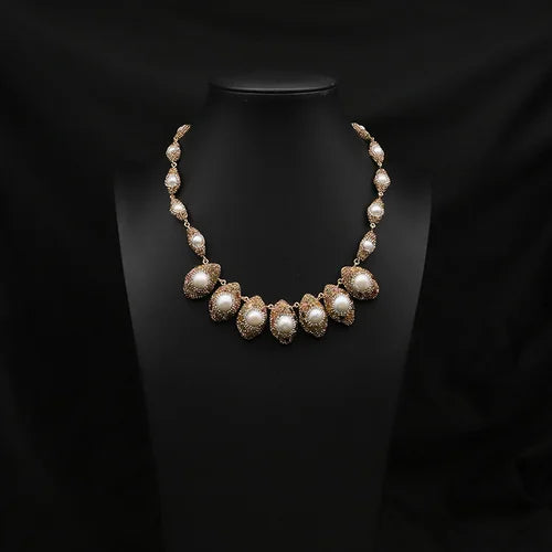GLSEEVO Natural Freshwater Baroque Pearl Edged Zircon Necklace Korean Style Women Luxury Jewelry Fashion Ladies and Girls Gift