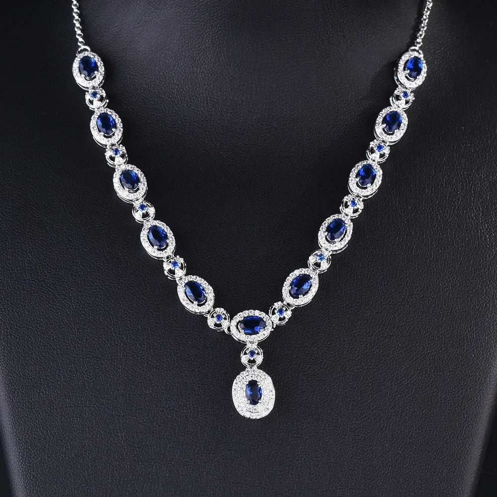 Collier en argent sterling S925 avec ensemble de mariage fait main en rubis rouge et émeraude.