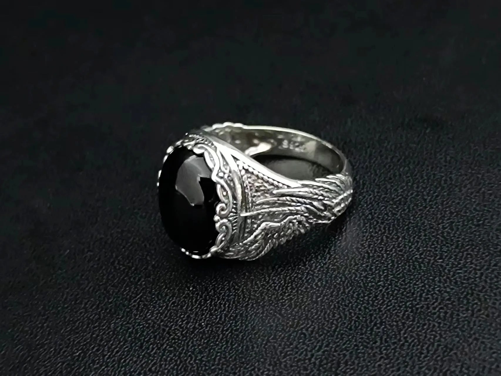 BOCAI-Bague en Agate Noire Naturelle pour Homme, Bijoux en Argent 100% S925, Style Punk à la Mode, Cadeau Exquis, Livraison Directe