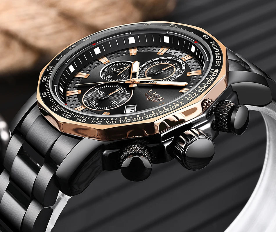 Nouveau Sport Chronographe Hommes Montres Top Marque De Luxe En Acier Plein Quartz Horloge Étanche Grand Cadran Montre Hommes