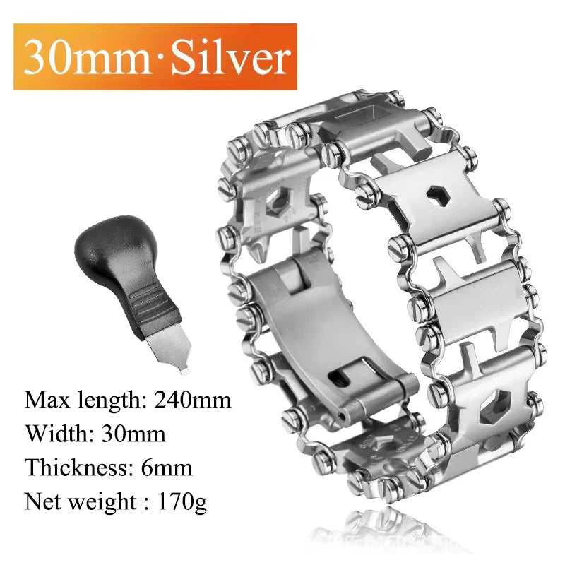Bracelet multifonctionnel en acier inoxydable pour hommes, outil d'extérieur, 29 en 1, Bracelet de montre pour Couple européen et américain