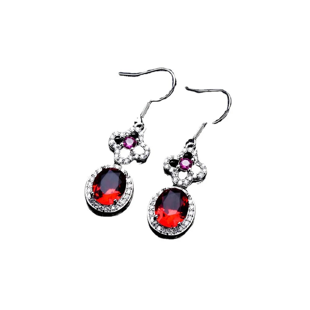 Collier en argent sterling S925, collier en rubis naturel, bijoux haut de gamme à la mode, bracelet, boucles d'oreilles, bague, pendentif pour femmes