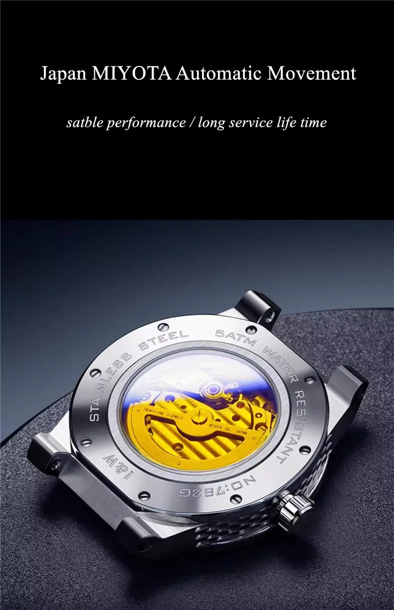 Montre Homme CARNIVAL Montre d'affaires mécanique pour hommes marque de luxe Montre-bracelet automatique 50M étanche 2024 Homme Reloj Hombre