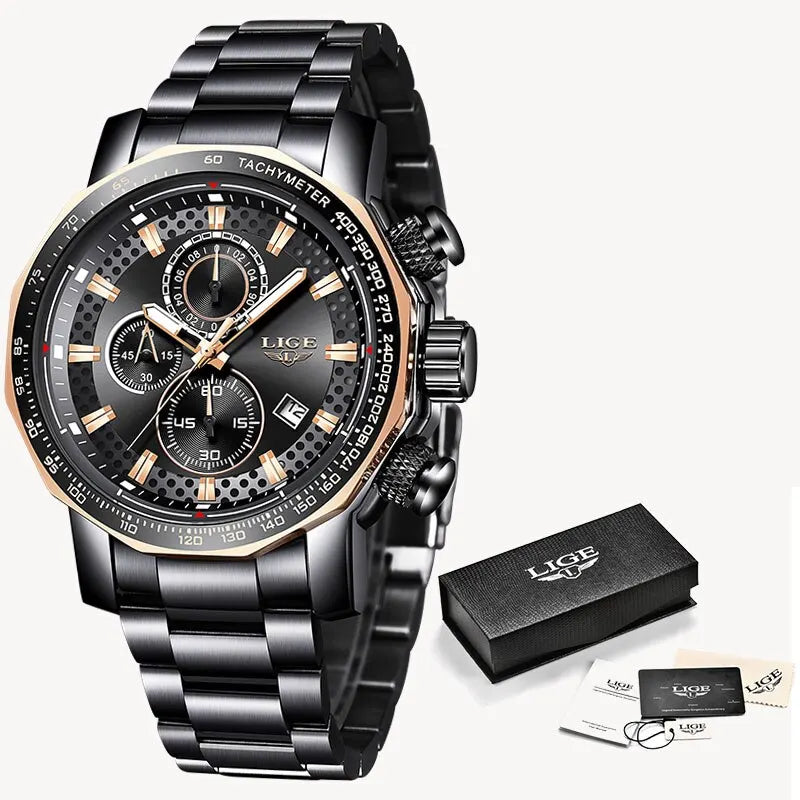 Nouveau Sport Chronographe Hommes Montres Top Marque De Luxe En Acier Plein Quartz Horloge Étanche Grand Cadran Montre Hommes