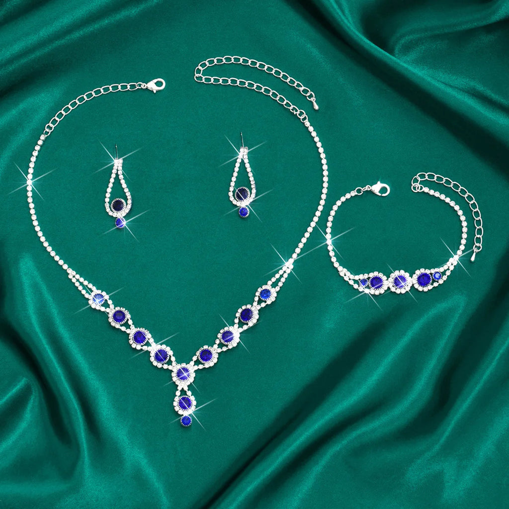 KMVEXO-Ensemble de bijoux en biscuits brillants pour femmes, collier, boucles d'oreilles, bracelet, patients de mariage, tour de cou en cristal, accessoires de banquet