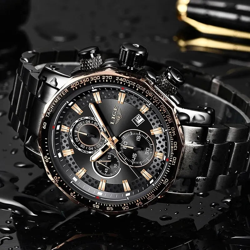 Nouveau Sport Chronographe Hommes Montres Top Marque De Luxe En Acier Plein Quartz Horloge Étanche Grand Cadran Montre Hommes