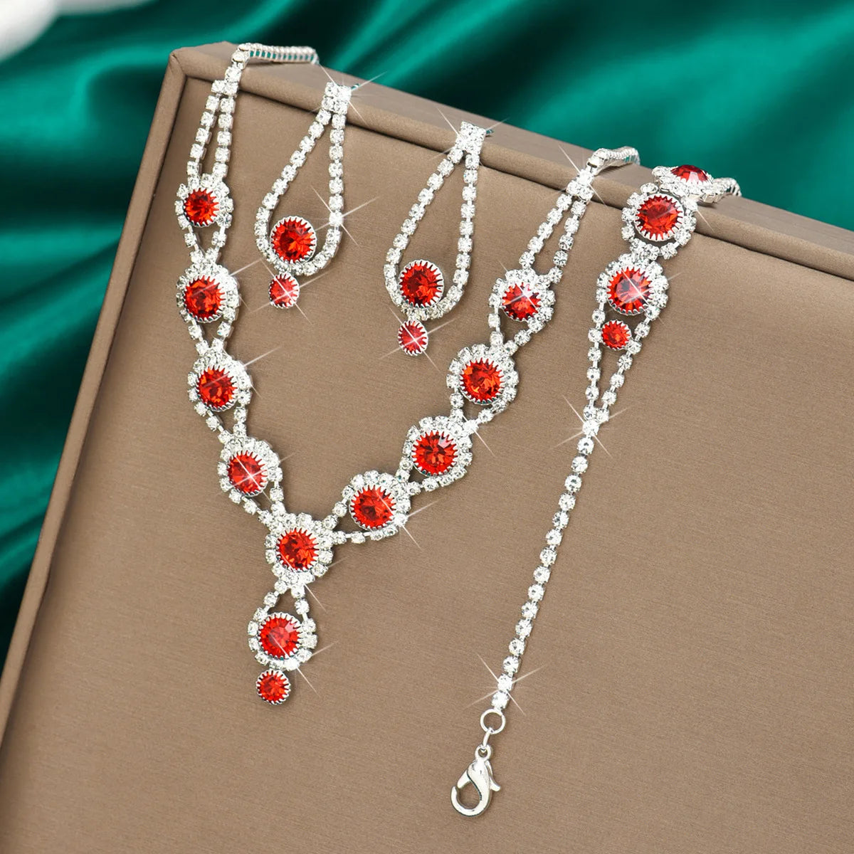 KMVEXO-Ensemble de bijoux en biscuits brillants pour femmes, collier, boucles d'oreilles, bracelet, patients de mariage, tour de cou en cristal, accessoires de banquet