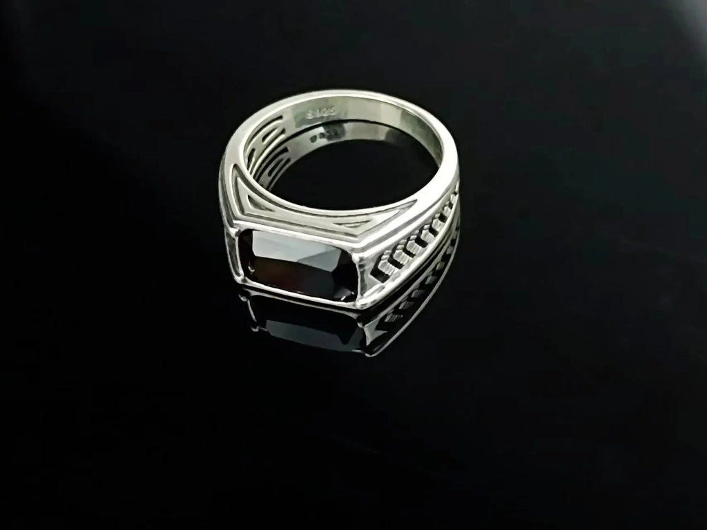 BOCAI-Bague rectangulaire en argent 100% S925 pour homme, bijoux en agate noire naturelle, style punk à la mode, cadeau exquis, livraison directe