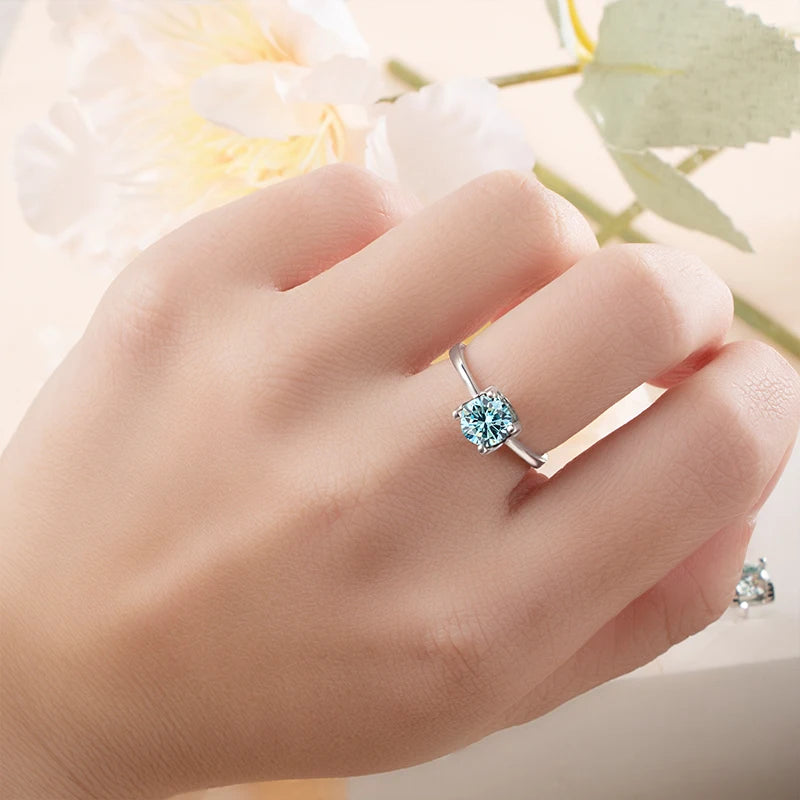 BagueRingen-Ensembles de bijoux Moissanite, Boucles d'oreilles, Bague, Collier, Argent regardé 100%, ixde mariage, Cadeaux pour les travailleurs, 1ct, Document D, 925