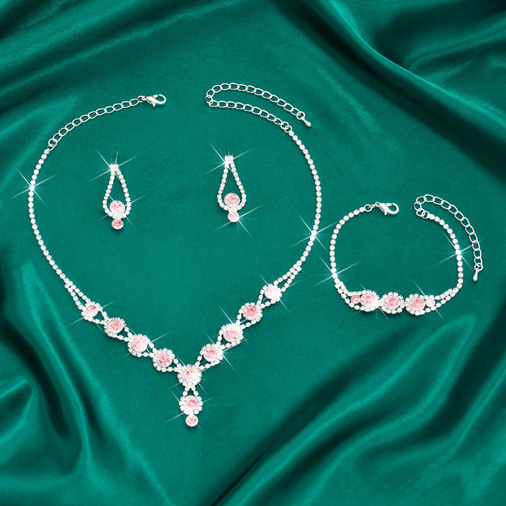 KMVEXO-Ensemble de bijoux en biscuits brillants pour femmes, collier, boucles d'oreilles, bracelet, patients de mariage, tour de cou en cristal, accessoires de banquet