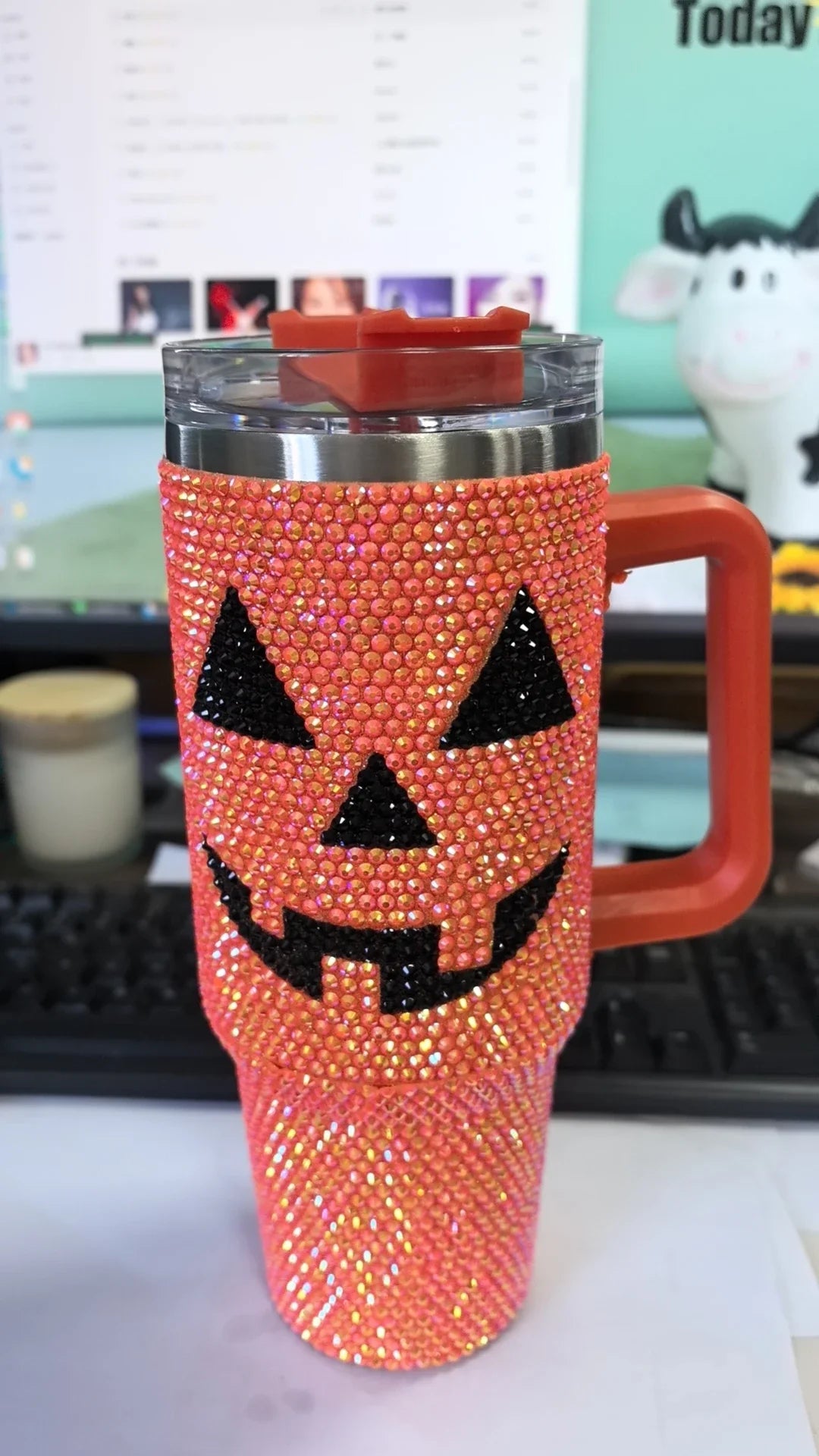 Tasse de voiture à poignée en diamant, gobelet thermos Halloween, gobelet en caoutchouc, grande capacité, vente chaude, Aliments, nouveau produit, 40oz