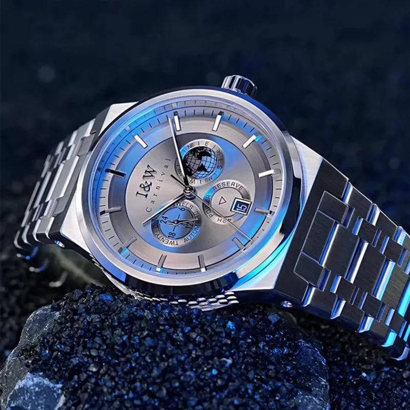 Montre Homme CARNIVAL Montre d'affaires mécanique pour hommes marque de luxe Montre-bracelet automatique 50M étanche 2024 Homme Reloj Hombre