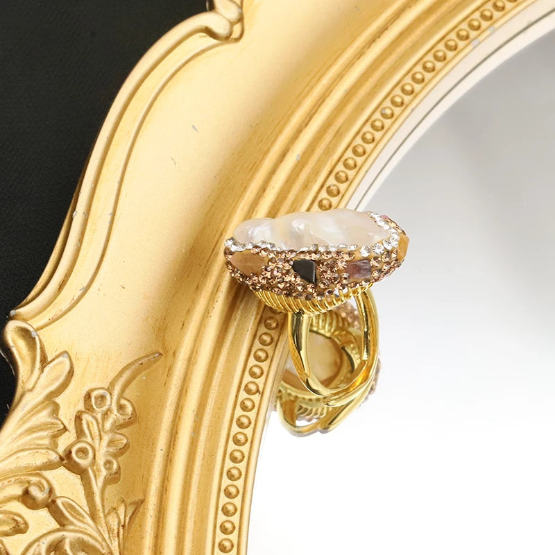 Bijoux en perles naturelles baroques pour femmes, collier, Bracelet, boucle d'oreille, bague, ensembles élégants pour femmes, ensemble de luxe pour femmes, cadeaux