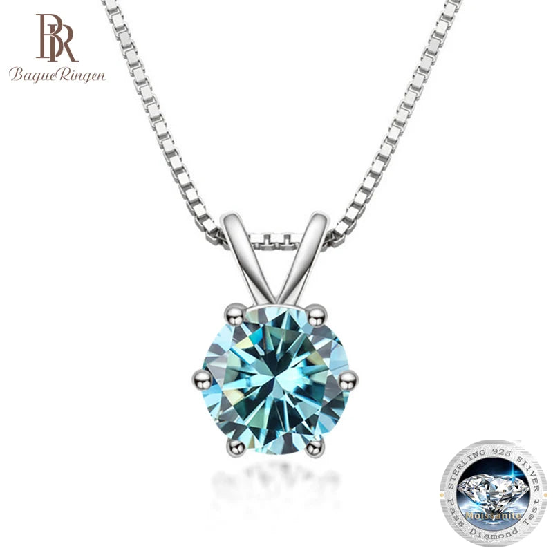 Bague Ringen 100% 925 argent Sterling 1ct Moissanite collier pour femmes diamant pendentif fiançailles fête de mariage cadeau en gros