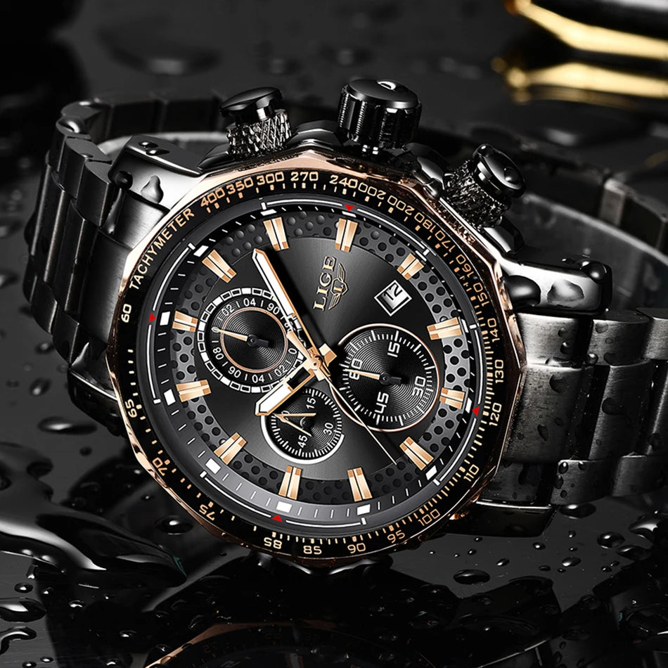 Nouveau Sport Chronographe Hommes Montres Top Marque De Luxe En Acier Plein Quartz Horloge Étanche Grand Cadran Montre Hommes