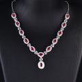 Collier en argent sterling S925 avec ensemble de mariage fait main en rubis rouge et émeraude.