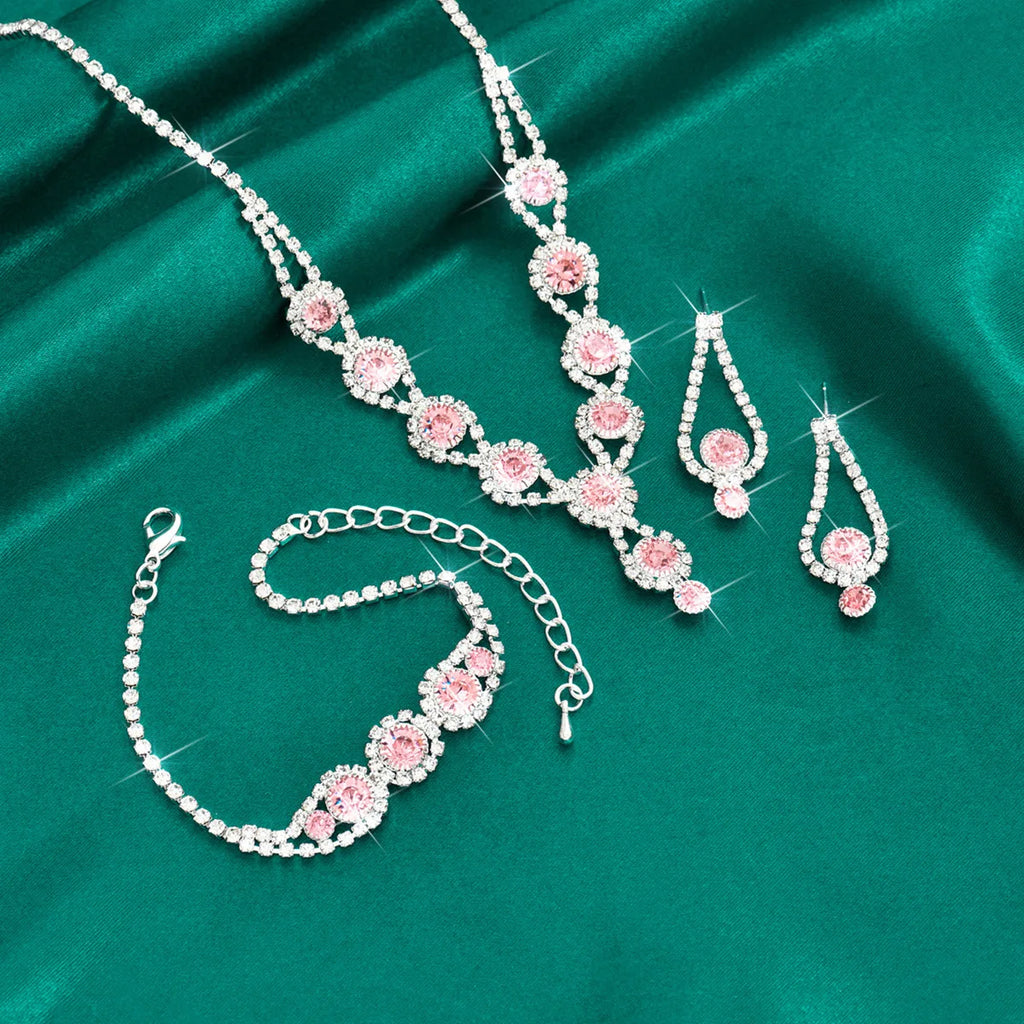 KMVEXO-Ensemble de bijoux en biscuits brillants pour femmes, collier, boucles d'oreilles, bracelet, patients de mariage, tour de cou en cristal, accessoires de banquet