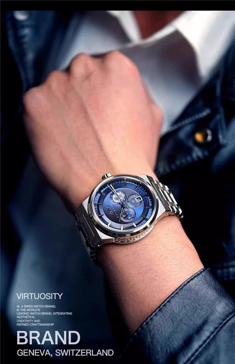 Montre Homme CARNIVAL Montre d'affaires mécanique pour hommes marque de luxe Montre-bracelet automatique 50M étanche 2024 Homme Reloj Hombre