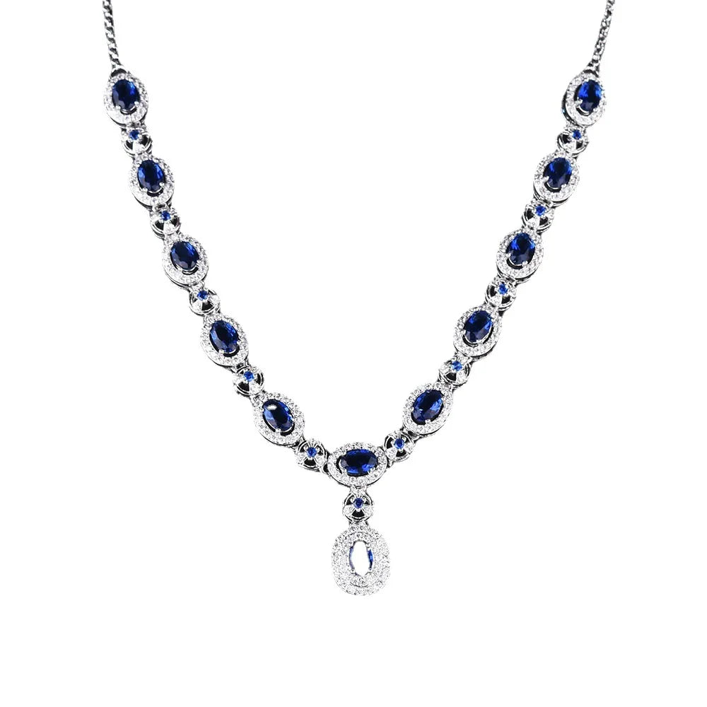 Collier en argent sterling S925 avec ensemble de mariage fait main en rubis rouge et émeraude.