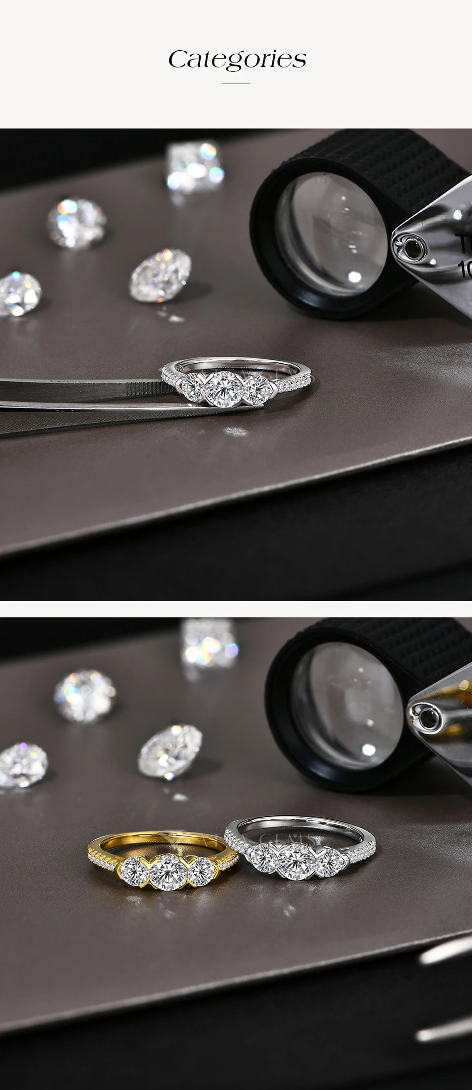 ATTAGEMS-Bagues en diamant Moissanite pour hommes et femmes, 3 matiques rondes, argent S925 plaqué or, bijoux de fête de fiançailles, cadeau, nouveau, 1,2 CTW