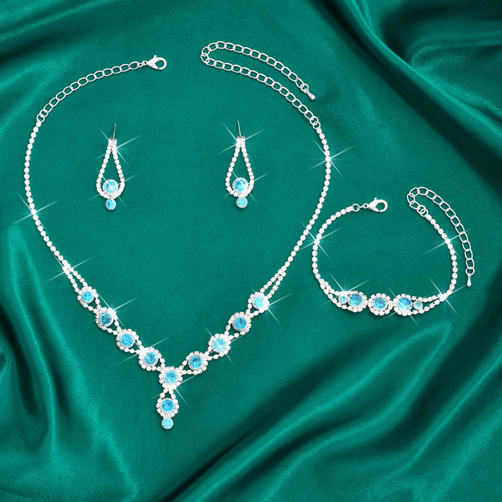 KMVEXO-Ensemble de bijoux en biscuits brillants pour femmes, collier, boucles d'oreilles, bracelet, patients de mariage, tour de cou en cristal, accessoires de banquet