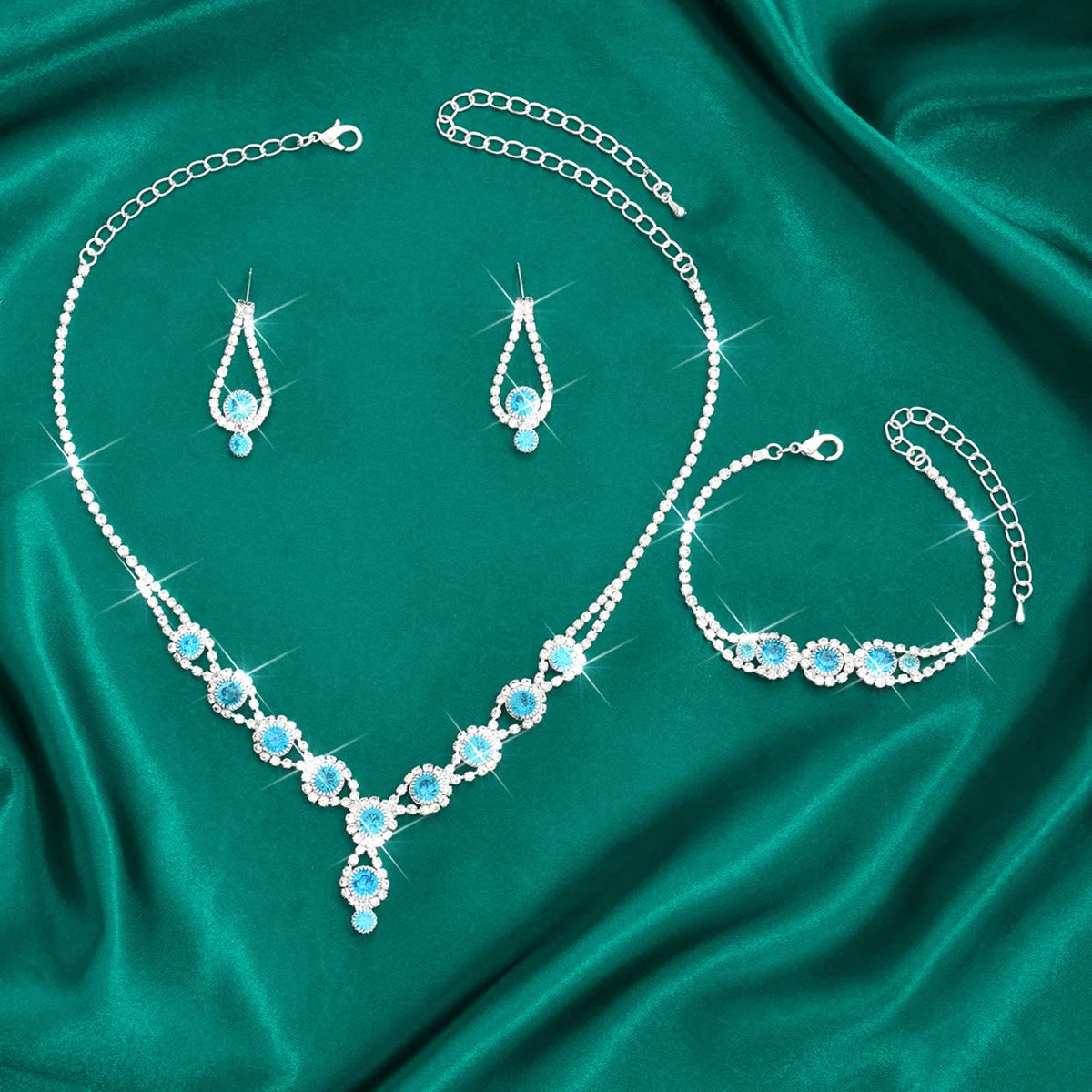 KMVEXO-Ensemble de bijoux en biscuits brillants pour femmes, collier, boucles d'oreilles, bracelet, patients de mariage, tour de cou en cristal, accessoires de banquet