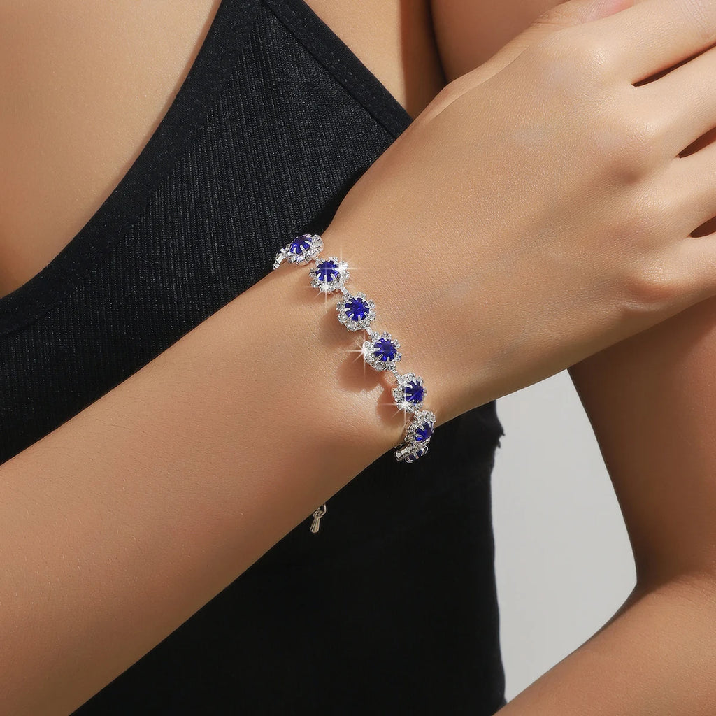 4PC femmes mode goutte d'eau fleur collier boucles d'oreilles Bracelet ensemble de bijoux fête de mariage Festival cadeau-8065