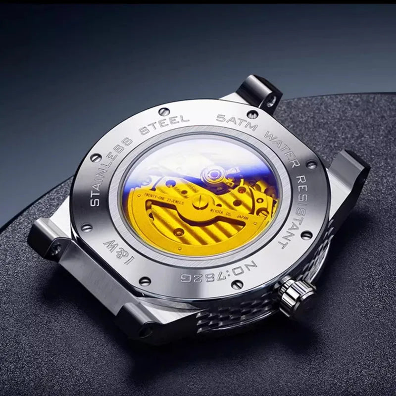 Montre Homme CARNIVAL Montre d'affaires mécanique pour hommes marque de luxe Montre-bracelet automatique 50M étanche 2024 Homme Reloj Hombre
