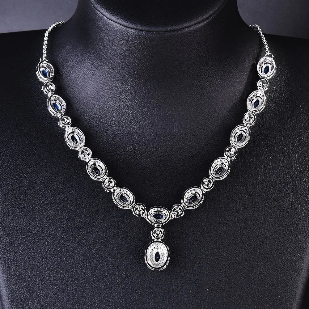 Collier en argent sterling S925 avec ensemble de mariage fait main en rubis rouge et émeraude.