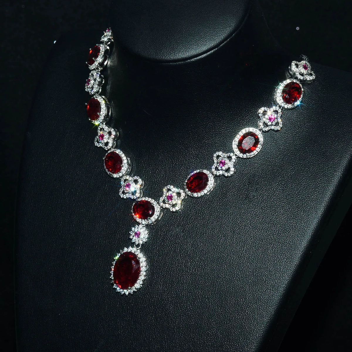 Collier en argent sterling S925, collier en rubis naturel, bijoux haut de gamme à la mode, bracelet, boucles d'oreilles, bague, pendentif pour femmes