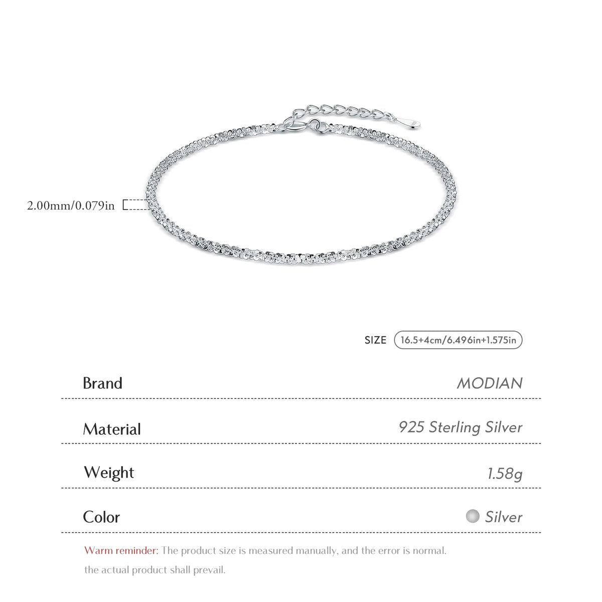 Modian authentique 925 argent Sterling Simple mignon femme Bracelet pour les femmes classique charme exquis en argent Sterling bijoux cadeau