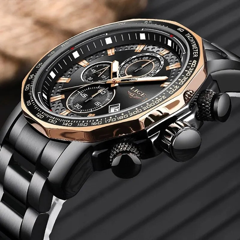 Nouveau Sport Chronographe Hommes Montres Top Marque De Luxe En Acier Plein Quartz Horloge Étanche Grand Cadran Montre Hommes
