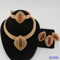 Parure de bijoux africaine en alliage de fer durable, 4 pièces, plaqué or, pour mariée, collier, boucles d'oreilles, bague, bracelet