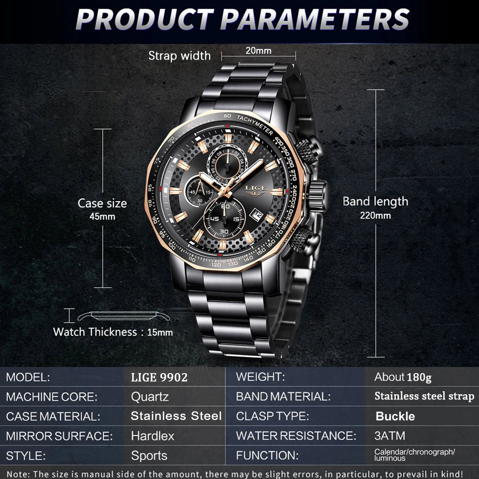 Nouveau Sport Chronographe Hommes Montres Top Marque De Luxe En Acier Plein Quartz Horloge Étanche Grand Cadran Montre Hommes