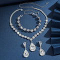 4PC femmes mode goutte d'eau fleur collier boucles d'oreilles Bracelet ensemble de bijoux fête de mariage Festival cadeau-8065