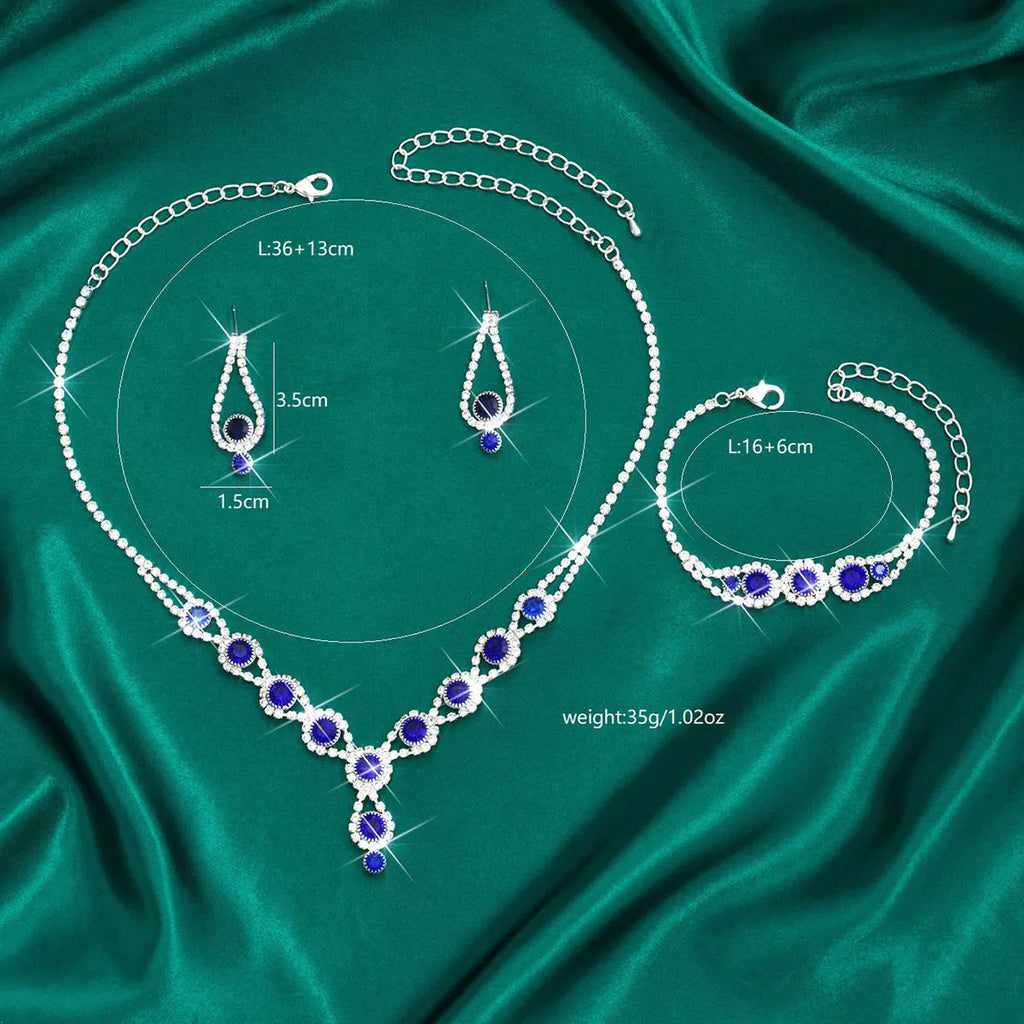 KMVEXO-Ensemble de bijoux en biscuits brillants pour femmes, collier, boucles d'oreilles, bracelet, patients de mariage, tour de cou en cristal, accessoires de banquet