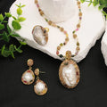Bijoux en perles naturelles baroques pour femmes, collier, Bracelet, boucle d'oreille, bague, ensembles élégants pour femmes, ensemble de luxe pour femmes, cadeaux