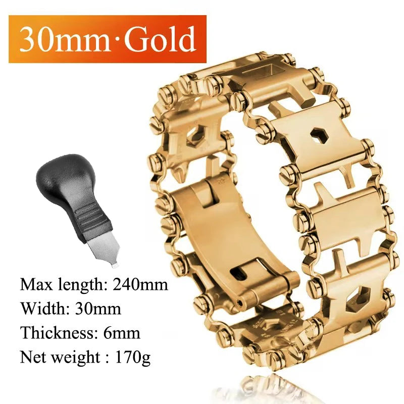 Bracelet multifonctionnel en acier inoxydable pour hommes, outil d'extérieur, 29 en 1, Bracelet de montre pour Couple européen et américain