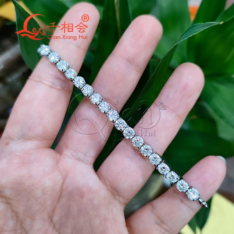 Bracelet réglable en argent pour homme et femme, bijoux en acier inoxydable, Moissanite blanche, degré d'eau pour le bain et la natation, 4mm