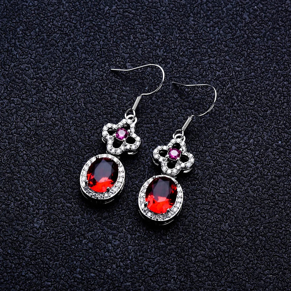 Collier en argent sterling S925, collier en rubis naturel, bijoux haut de gamme à la mode, bracelet, boucles d'oreilles, bague, pendentif pour femmes