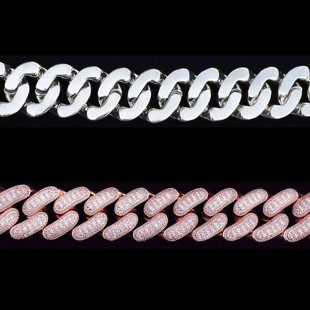 Aokaishen 32mm glacé épais lourd Miami Baguette Bracelet pour hommes 5A zircon cubique plaqué or Hip Hop bijoux