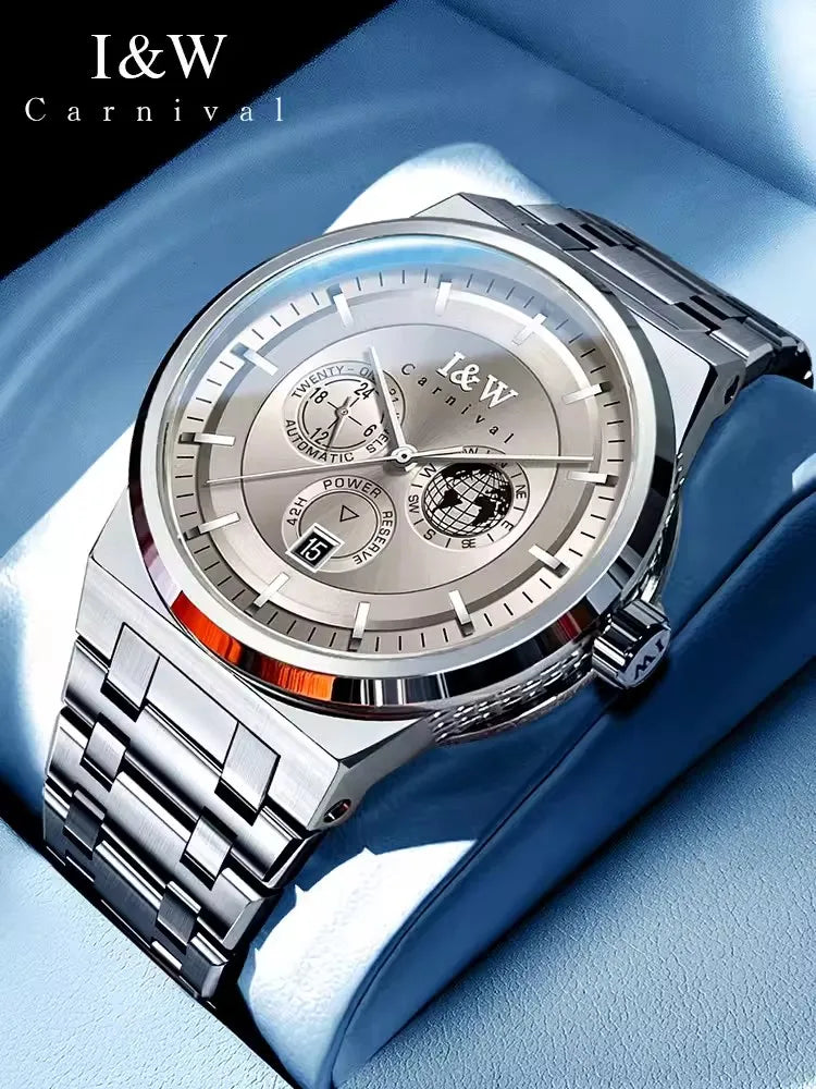 Montre Homme CARNIVAL Montre d'affaires mécanique pour hommes marque de luxe Montre-bracelet automatique 50M étanche 2024 Homme Reloj Hombre