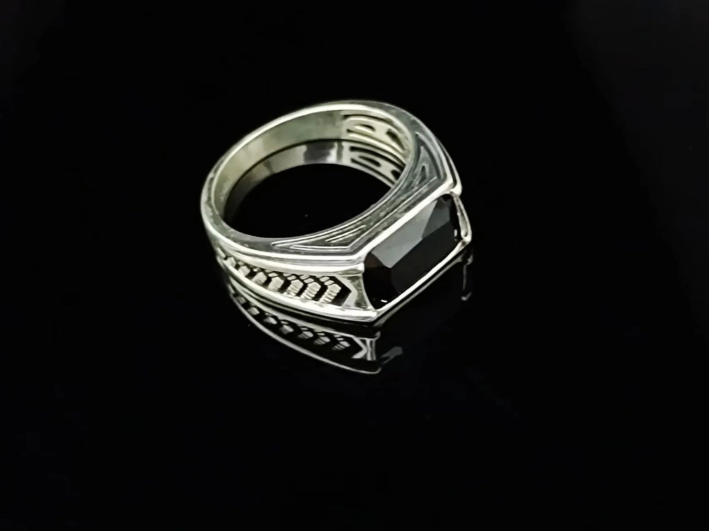 BOCAI-Bague rectangulaire en argent 100% S925 pour homme, bijoux en agate noire naturelle, style punk à la mode, cadeau exquis, livraison directe