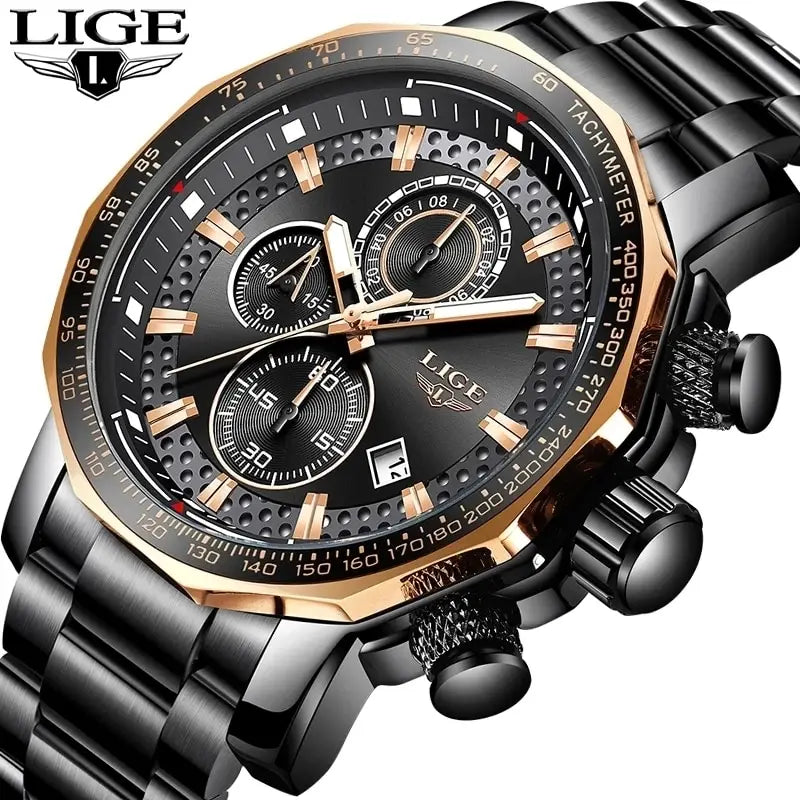 Nouveau Sport Chronographe Hommes Montres Top Marque De Luxe En Acier Plein Quartz Horloge Étanche Grand Cadran Montre Hommes