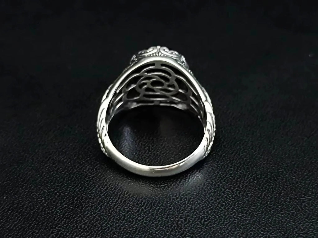 BOCAI-Bague en Agate Noire Naturelle pour Homme, Bijoux en Argent 100% S925, Style Punk à la Mode, Cadeau Exquis, Livraison Directe